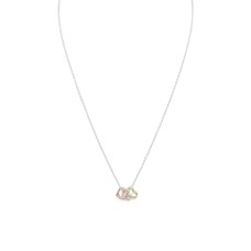 15.75" + 2" Tri Tone Heart Necklace